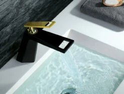 Royal Limited Edition Cube Single Handle Lav Faucet Black And Gold