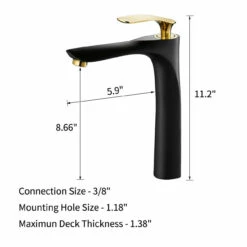 Royal LUXE Tall Single Handle Lav Faucet Black And Gold 12 Royal LUXE Tall Single Handle Lav Faucet Black And Gold -AMERICANBATH Sales 510HQNc9KFL. SL1000 23503 90694.1552189110