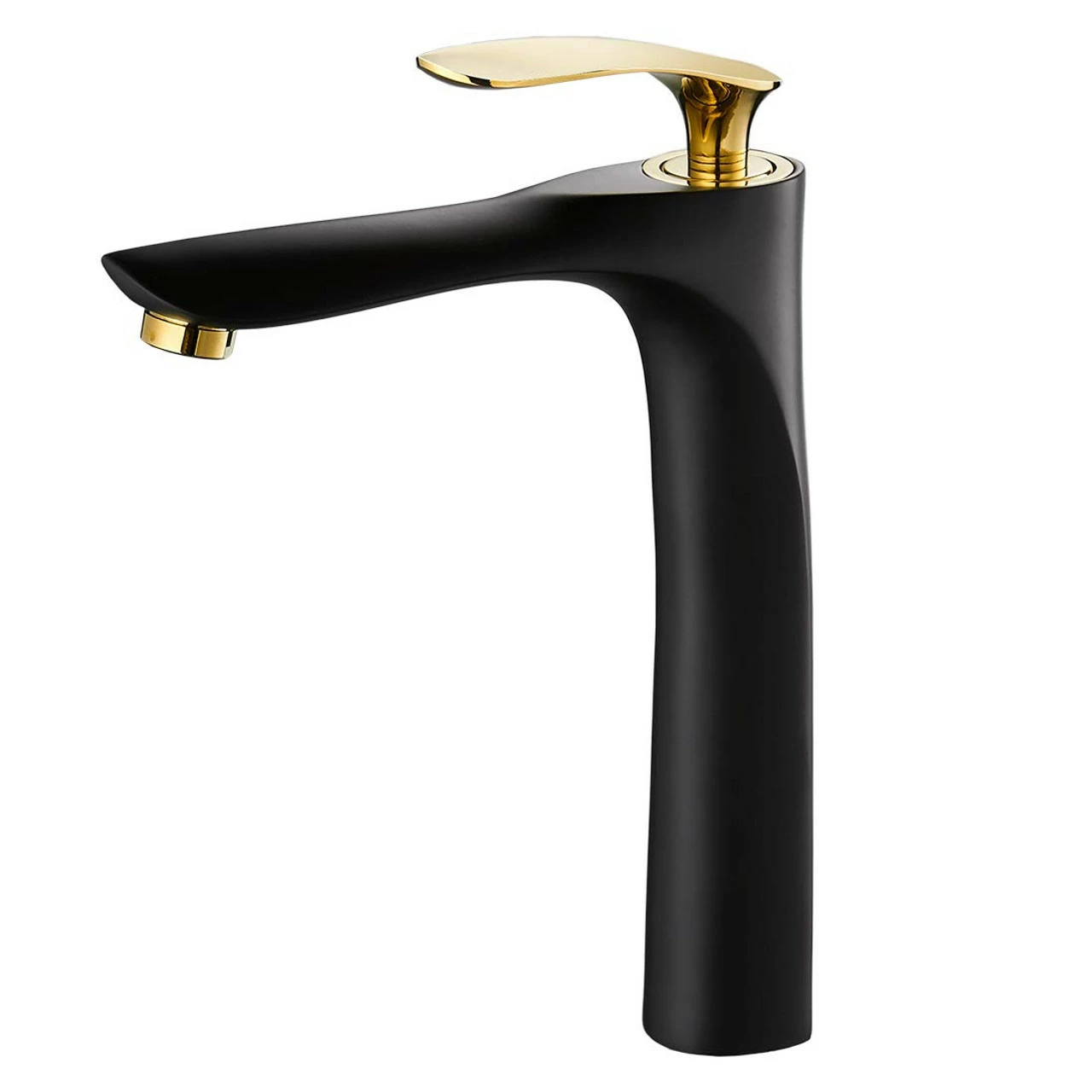 Royal LUXE Tall Single Handle Lav Faucet Black And Gold 3 Royal LUXE Tall Single Handle Lav Faucet Black And Gold