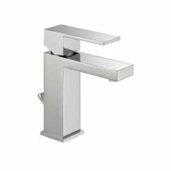 Delta Angular Modern Single Hole Bathroom Faucet With Pop-Up Drain Assembly
