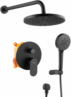 Royal Midnight Skye Matte Black 2 Way Shower System Set 9" Rain Head With Valve Included