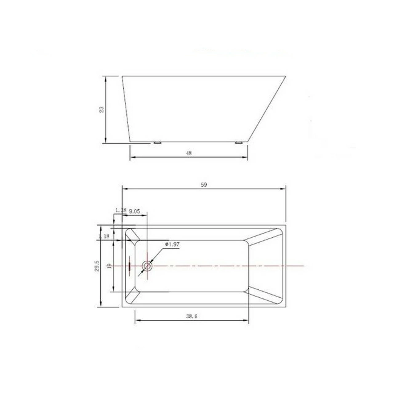 Royal Aza 59" Freestanding Bath Tub 4 Royal Aza 59" Freestanding Bath Tub - Image 2