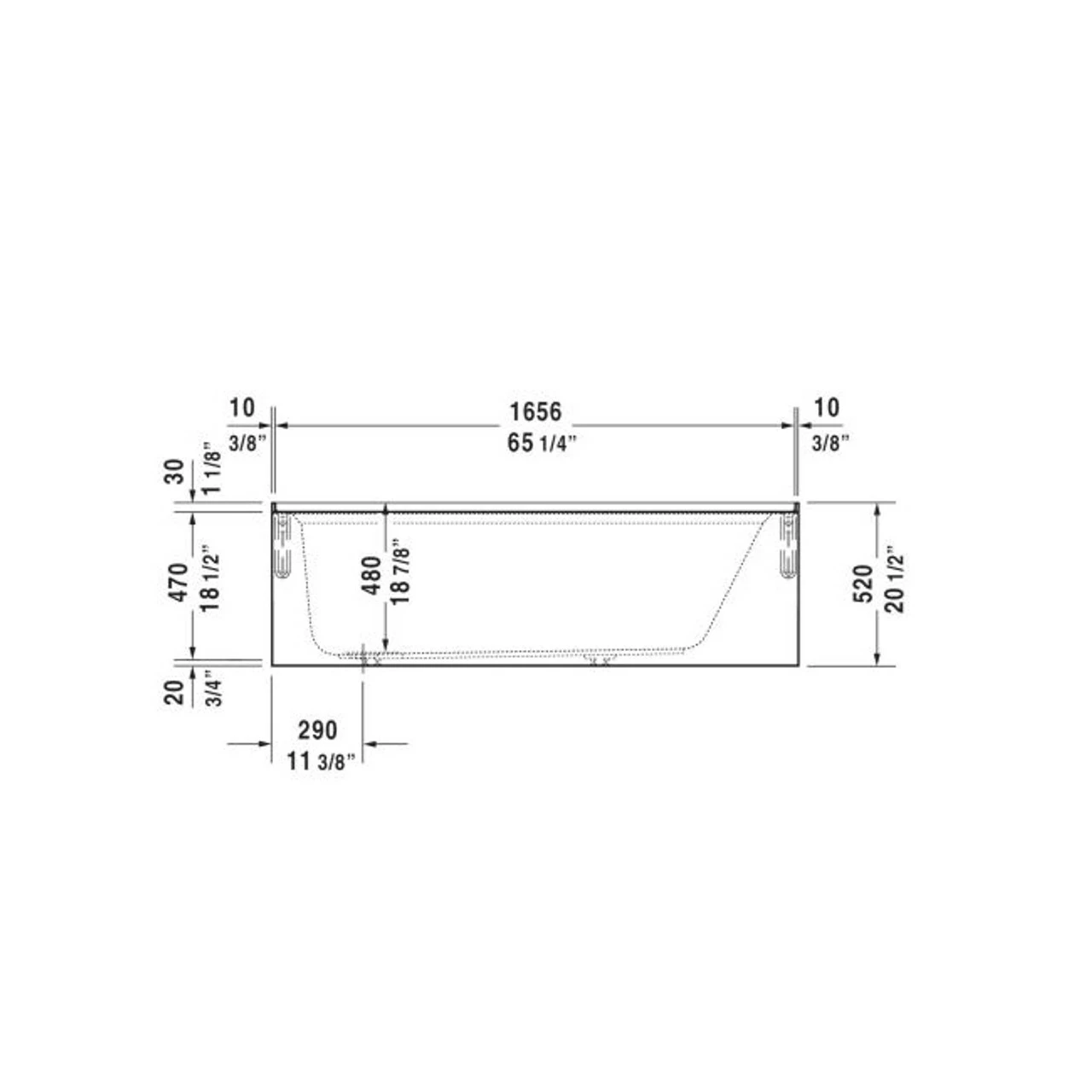 Duravit Architect 66" Alcove Acrylic Soaking Tub With Left Drain And Overflow 10 Duravit Architect 66" Alcove Acrylic Soaking Tub With Left Drain And Overflow - Image 8
