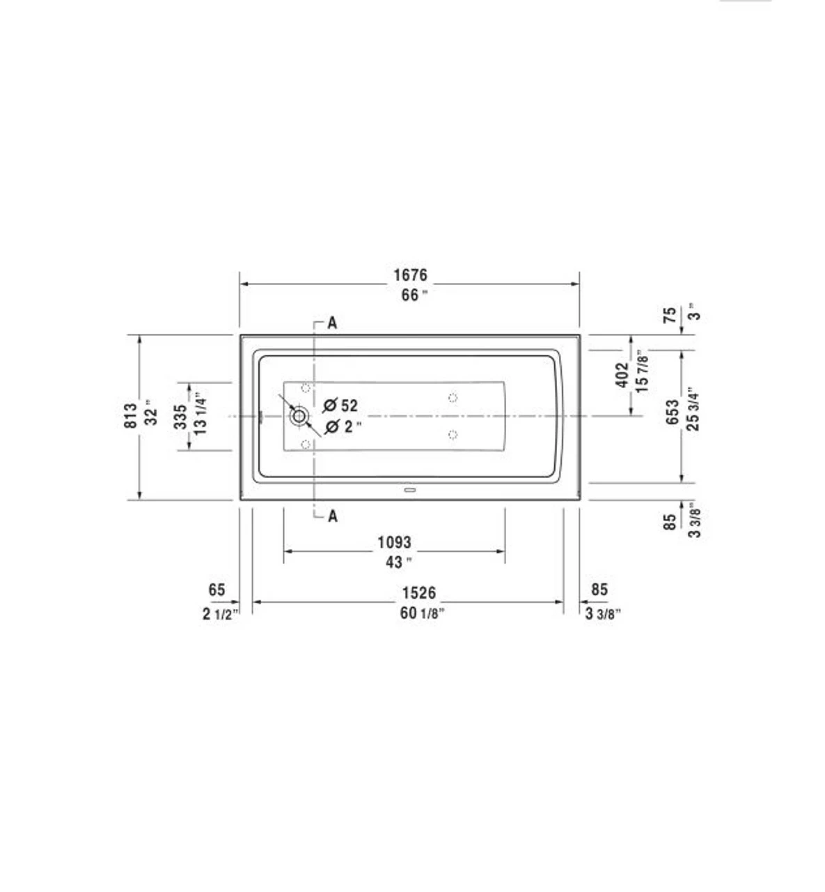 Duravit Architect 66" Alcove Acrylic Soaking Tub With Left Drain And Overflow 9 Duravit Architect 66" Alcove Acrylic Soaking Tub With Left Drain And Overflow - Image 7