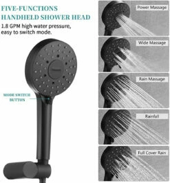 Royal Midnight Skye Matte Black 2 Way Shower System Set 9" Rain Head With Valve Included -AMERICANBATH Sales 71D9FSDh9DL. AC SX679 73508.1635430197
