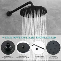 Royal Midnight Skye Matte Black 2 Way Shower System Set 9" Rain Head With Valve Included -AMERICANBATH Sales 71KAXAPlXvL. AC SX679 48563.1635430197