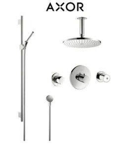Axor Uno Thermostatic Shower System With Shower Head, Handshower, Slide Bar, And Volume Control - Includes Rough-In Valve