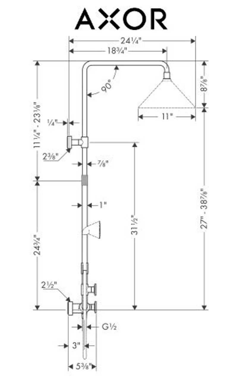Axor Front Shower System Package With Shower Head And Handshower On Sliding Wallbar - Valve Not Included 4 Axor Front Shower System Package With Shower Head And Handshower On Sliding Wallbar - Valve Not Included - Image 2