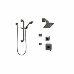 Brizo Thermostatic Shower System With Rain Shower Head, Hand Shower With Slide Bar, 6 Function Diverter, And 2 Body Sprays