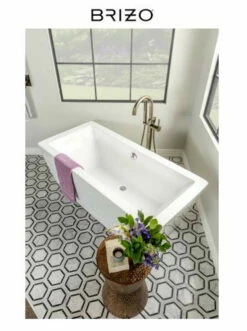 Brizo Odin Free Standing Tub Filler With Built-In Diverter - Includes Hand Shower -AMERICANBATH Sales Brizo 1.1 Gold 98723.1652970074