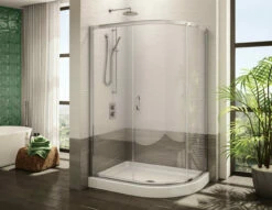 Fleurco FA483-72 Capri 45 7/8" - 46 1/4" Framed Half-Round 3 Curved Sliding Shower Door And Shower Base