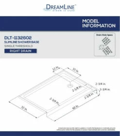 DreamLine Charisma 78-3/4" High X 60" Wide 32" Deep Sliding Frameless Shower Door With Clear Glass, SlimeLine Shower Base Kit, And Right Drain -AMERICANBATH Sales DL 3.3 21205.1653163142
