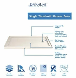 DreamLine Charisma 78-3/4" High X 60" Wide 32" Deep Sliding Frameless Shower Door With Clear Glass, SlimeLine Shower Base Kit, And Right Drain -AMERICANBATH Sales DL 3.9 10159.1653163142