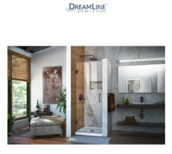 DreamLine Unidoor 72" High X 30" Wide Hinged Frameless Shower Door With Clear Glass -AMERICANBATH Sales Dline 3.3 72571.1653146960