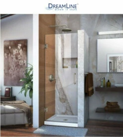 DreamLine Unidoor 72" High X 30" Wide Hinged Frameless Shower Door With Clear Glass