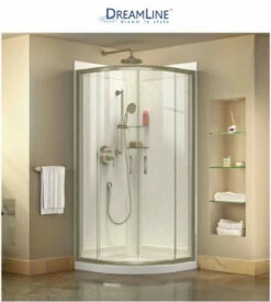 DreamLine Prime 33" Wide X 76 3/4" High Semi-Frameless Clear Glass Sliding Shower Enclosure - Includes Shower Base