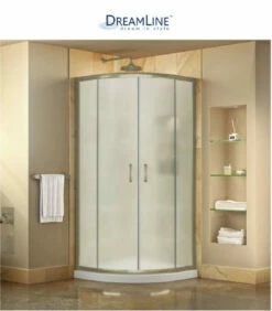 DreamLine Prime 36" Wide X 74 3/4" High Semi-Frameless Frosted Glass Sliding Shower Enclosure - Includes Shower Base