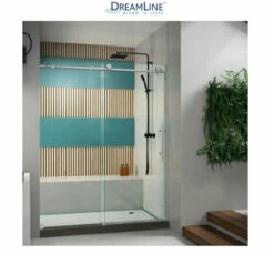 DreamLine Enigma-X 76" High X 60" Wide Sliding Frameless Shower Door With Clear Glass