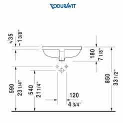 Duravit Starck 3 20-7/8" Rectangular Ceramic Undermount Bathroom Sink With Overflow -AMERICANBATH Sales Duravit 1.3 47901.1652126512