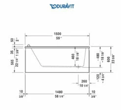Duravit Starck 59" Drop In Acrylic Soaking Tub With Right Drain And Overflow -AMERICANBATH Sales Duravit 10.2 87656.1652194591