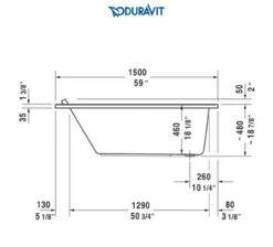 Duravit Starck 59" Drop In Acrylic Soaking Tub With Reversible Drain And Overflow 9 Duravit Starck 59" Drop In Acrylic Soaking Tub With Reversible Drain And Overflow -AMERICANBATH Sales Duravit 11.3 09988.1652194915