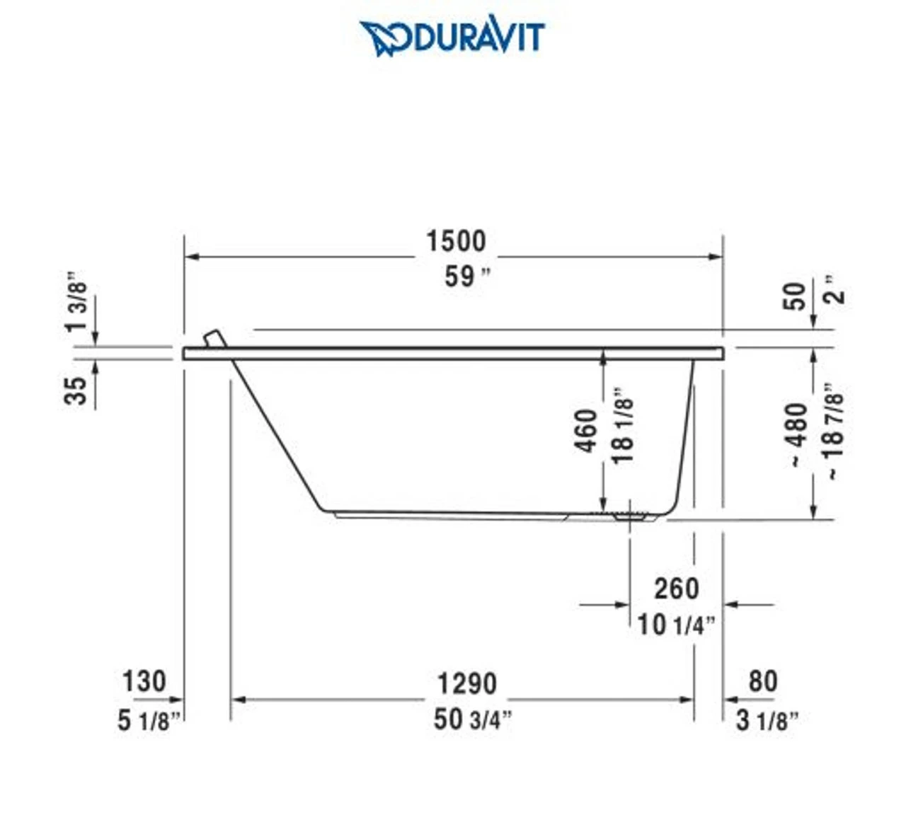 Duravit Starck 59" Drop In Acrylic Soaking Tub With Reversible Drain And Overflow 6 Duravit Starck 59" Drop In Acrylic Soaking Tub With Reversible Drain And Overflow - Image 4