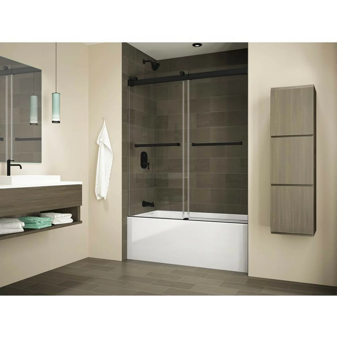 Fleurco | Gemini 60 Tub Bypass, Frameless Sliding Doors Matte Black 3 Fleurco | Gemini 60 Tub Bypass, Frameless Sliding Doors Matte Black