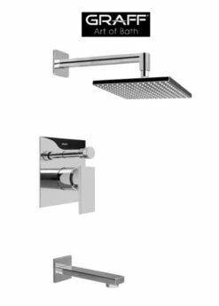 Graff Solar Pressure Balanced Tub And Shower System With Single Function Shower Head And Metal Lever Handle