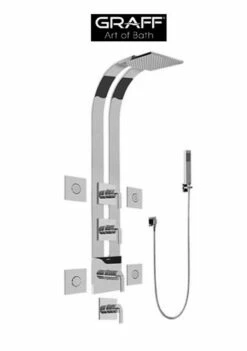 Graff Immersion Thermostatic Shower System With Metal Lever Handles, Rainshower Head, Hand Shower, Diverter And Bodysprays