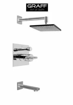 Graff SadeTarga Pressure Balanced Tub And Shower System With Single Function Shower Head And Metal Knob Handle
