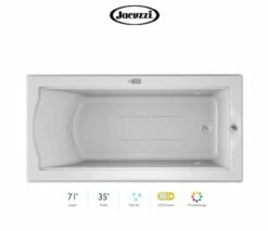 Jacuzzi 72" X 36" Fuzion Drop In Luxury Pure Air®; Bathtub With LCD Controls, Chromatherapy, Right Drain And Left Blower - Integrated Drain Assembly Included