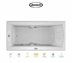 Jacuzzi 72" X 36" Fuzion Drop In Luxury Whirlpool Bathtub With 14 Jets, LCD Controls, Illumatherapy, Heater, Left Drain And Right Pump - Integrated Drain Assembly Included
