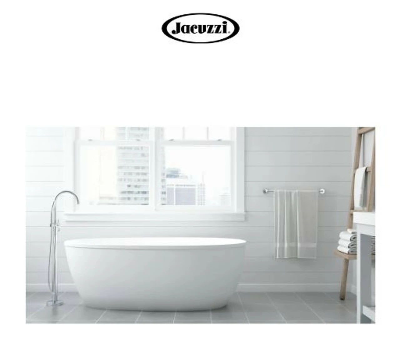 Jacuzzi Signature 60" Free Standing Acrylic Soaking Tub With Chrome Free Standing Tub Filler And Handshower, Reversible Drain, Drain Assembly And Overflow 5 Jacuzzi Signature 60" Free Standing Acrylic Soaking Tub With Chrome Free Standing Tub Filler And Handshower, Reversible Drain, Drain Assembly And Overflow - Image 3