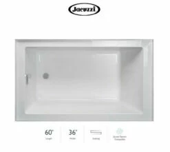 Jacuzzi Linea 60" X 36" Acrylic Soaking Bathtub For Three Wall Alcove Installation With Left Drain