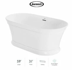 Jacuzzi Serafina 59" Free Standing Acrylic Tub With Center Drain, Drain Assembly, And Overflow