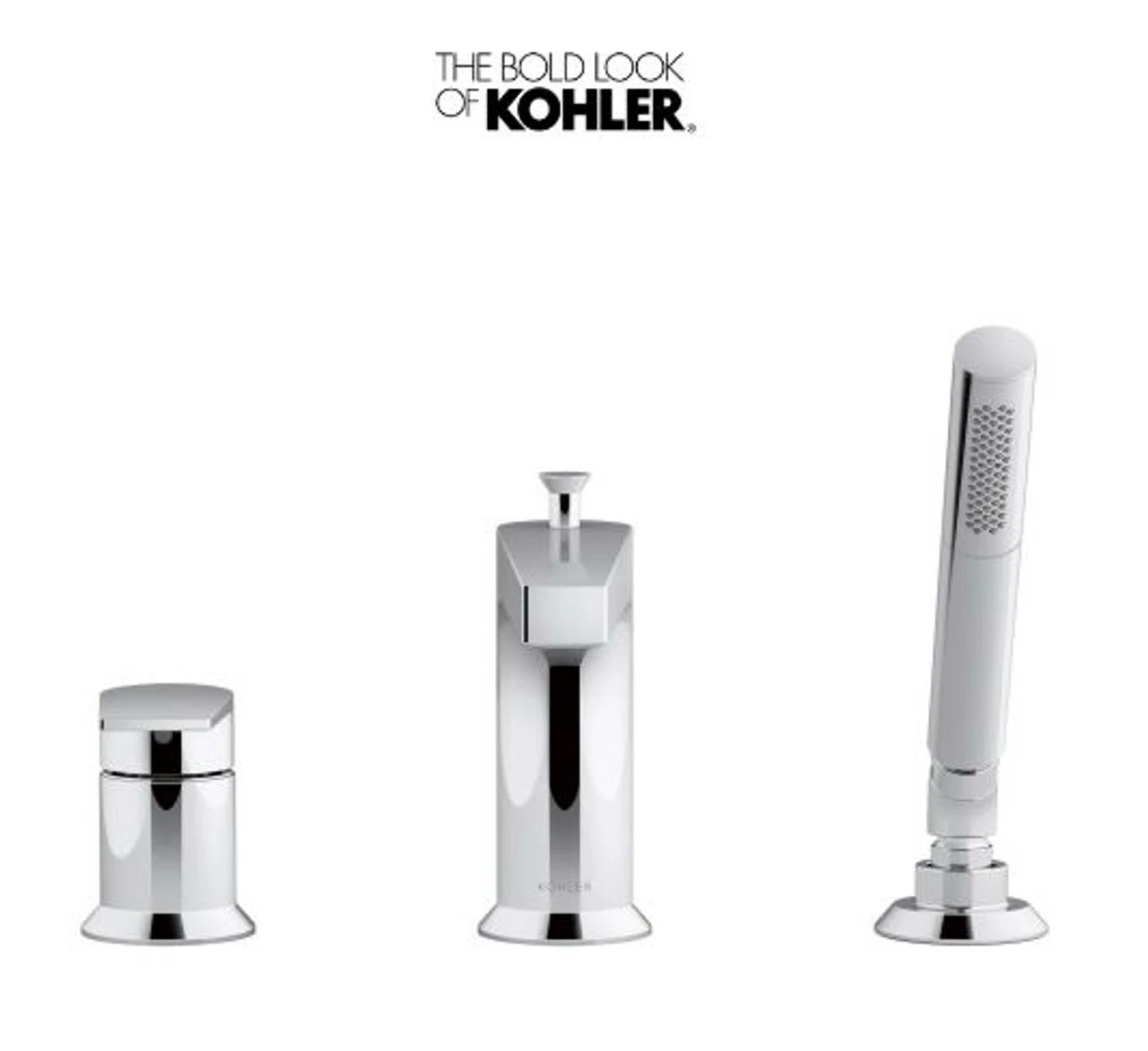 Kohler Taut Deck Mounted Roman Tub Filler With Built-In Diverter - Includes Hand Shower 4 Kohler Taut Deck Mounted Roman Tub Filler With Built-In Diverter - Includes Hand Shower - Image 2