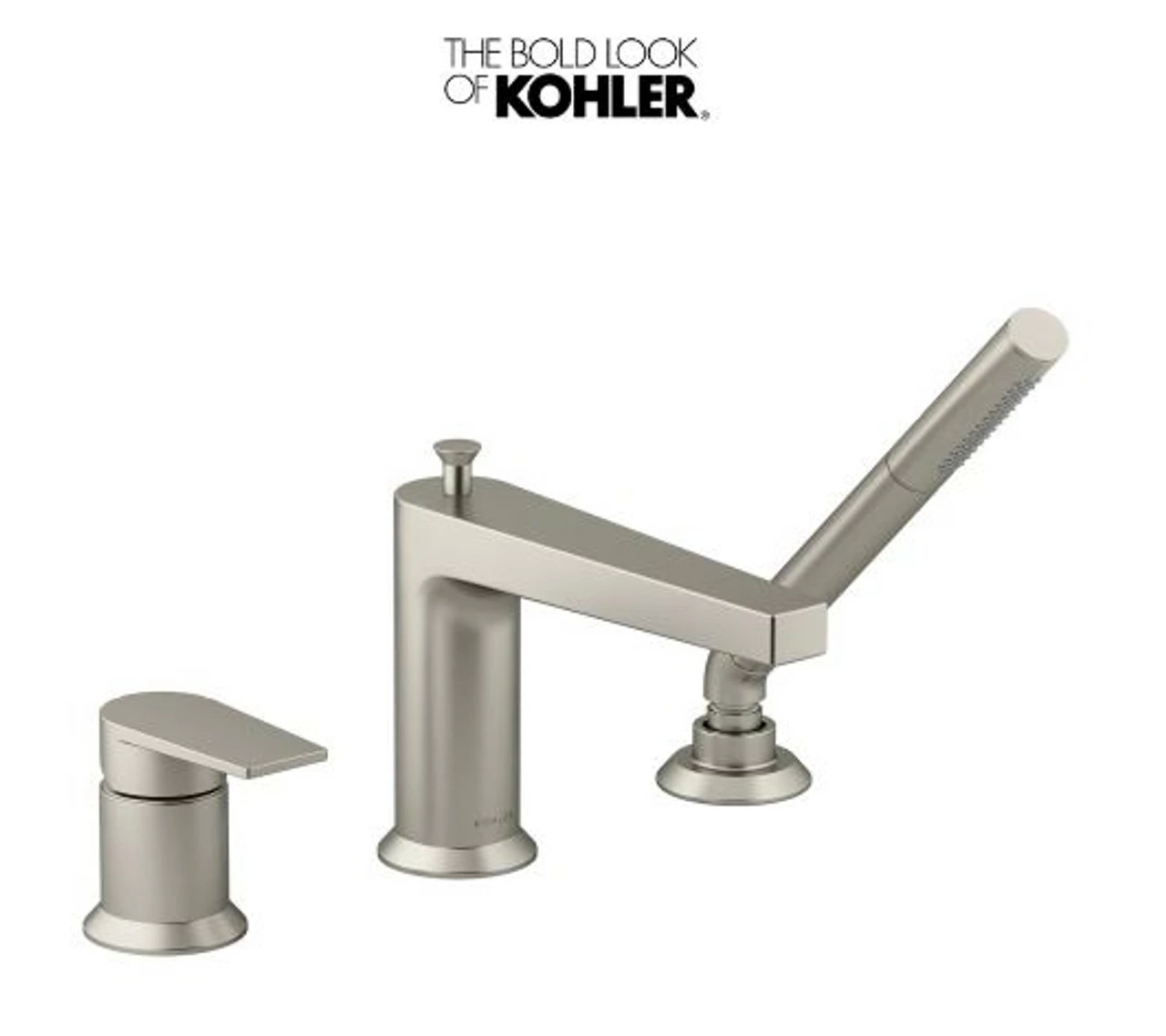 Kohler Taut Deck Mounted Roman Tub Filler With Built-In Diverter - Includes Hand Shower 3 Kohler Taut Deck Mounted Roman Tub Filler With Built-In Diverter - Includes Hand Shower