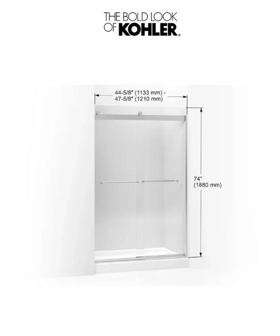 Kohler Levity 74" High X 47-5/8" Wide Bypass Frameless Shower Door With Clear Glass 9 Kohler Levity 74" High X 47-5/8" Wide Bypass Frameless Shower Door With Clear Glass - Image 7