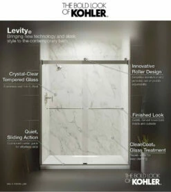Kohler Levity 74" High X 47-5/8" Wide Bypass Frameless Shower Door With Clear Glass 12 Kohler Levity 74" High X 47-5/8" Wide Bypass Frameless Shower Door With Clear Glass -AMERICANBATH Sales Kohler 2.4 77569.1653167078