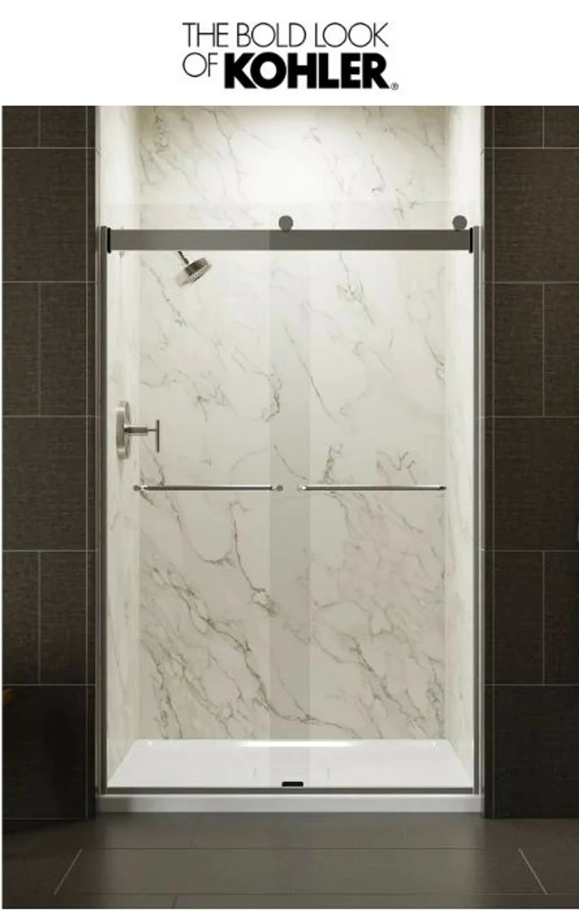 Kohler Levity 74" High X 47-5/8" Wide Bypass Frameless Shower Door With Clear Glass 3 Kohler Levity 74" High X 47-5/8" Wide Bypass Frameless Shower Door With Clear Glass