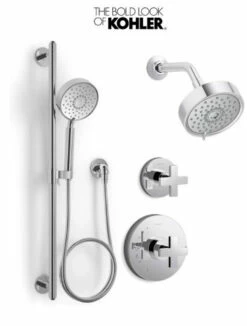Kohler Composed Pressure Balanced Shower System With Shower Head, Hand Shower, Valve Trim, And Shower Arm