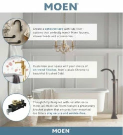 Moen Voss Floor Mounted Tub Filler With Riser And Built-In Diverter - Includes Hand Shower -AMERICANBATH Sales MOEN 4.1 64676.1653405629
