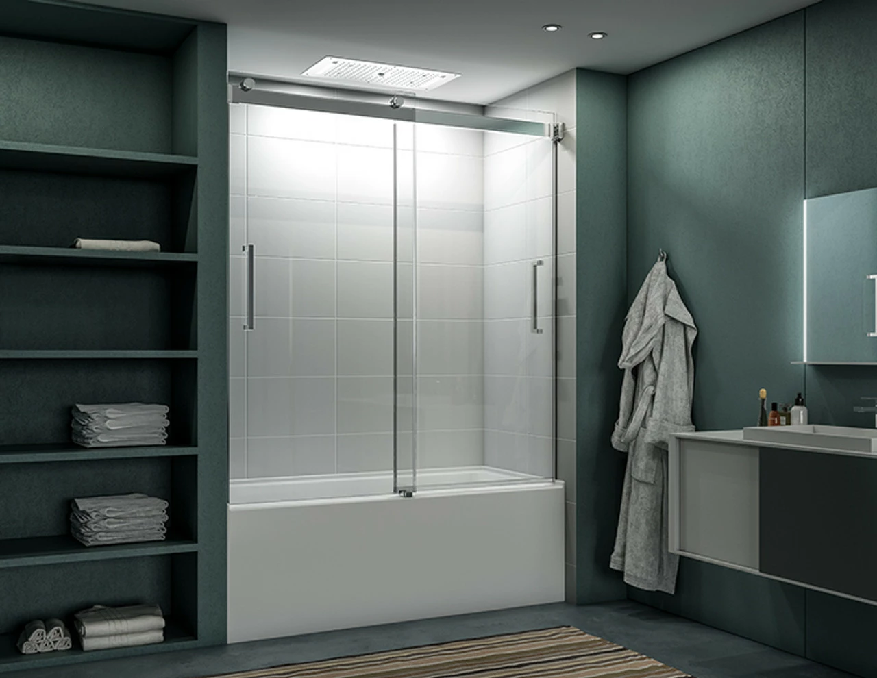 Fleurco NMT60-11-40 Mercury 57" - 60" Frameless Bypass Sliding Tub Door With Finish: Chrome 3 Fleurco NMT60-11-40 Mercury 57" - 60" Frameless Bypass Sliding Tub Door With Finish: Chrome