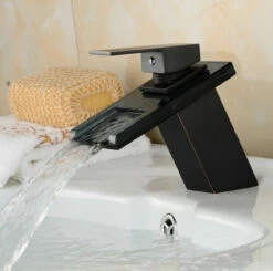 Square Single Hole Waterfall Faucet Oil Robbed Bronze