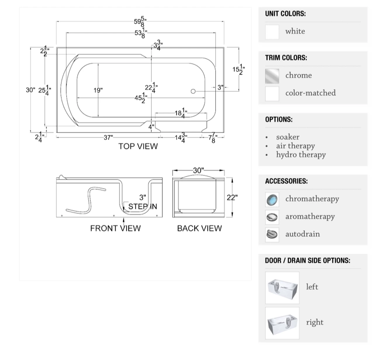 Step In Bathtub 3060BL Series 4 Step In Bathtub 3060BL Series - Image 2