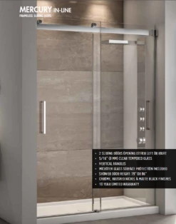 Fleurco | Mercury In-Line Frameless Sliding Doors BYPASS 60 Chrome