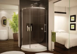 Fleurco | Novarra Arc 36, Sliding Curved Door And Fixed Panel Brushed Nickel