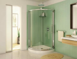 Fleurco | Sorrento 36 Sliding Curved Glass Door And Panel Chrome