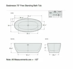 Royal Seabreeze 73" Freestanding Bath Tub -AMERICANBATH Sales Spec sheet 58544.1659019709