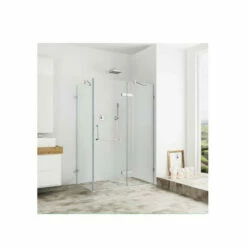 Vigo Monteray 73-3/8" High X 46" Wide X 34-1/8" Deep Hinged Frameless Shower Enclosure With 3/8" Glass